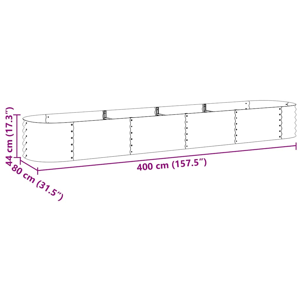 45526 vidaXL Garden Raised Bed 400x80x44 cm Galvanised Steel Grey