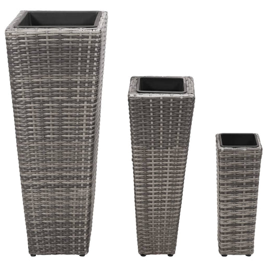 Garden Raised Bed | Set of 3 | Grey | PE (polyethylene) rattan, steel Garden Raised Bed | Set of 3 | Grey | PE (polyethylene) rattan, steel