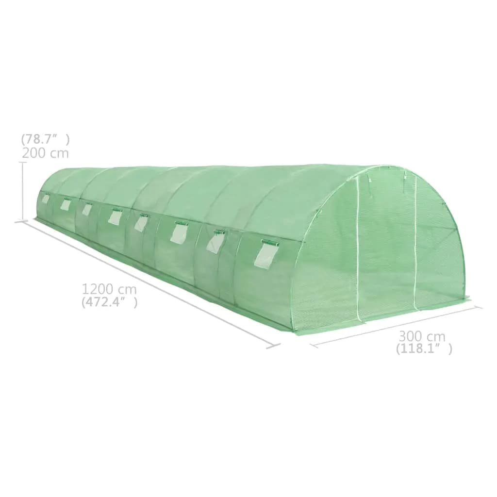 45538 vidaXL Greenhouse 36m² 1200x300x200 cm