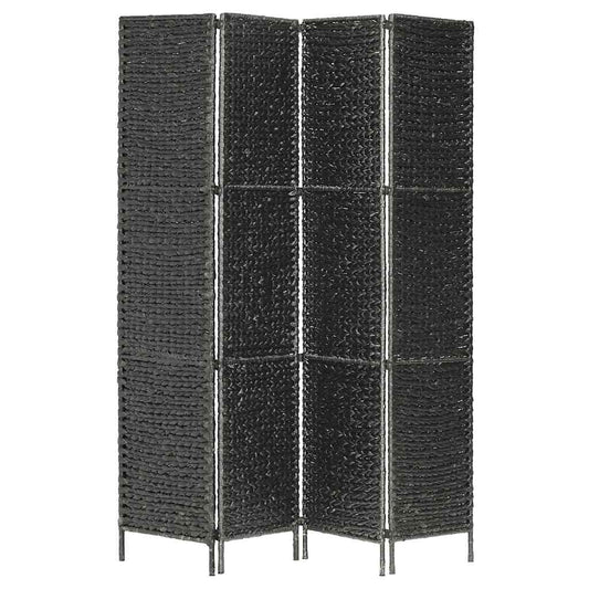 4-Panel Room Divider Black 154x160 cm Water Hyacinth 4-Panel Room Divider Black 154x160 cm Water Hyacinth