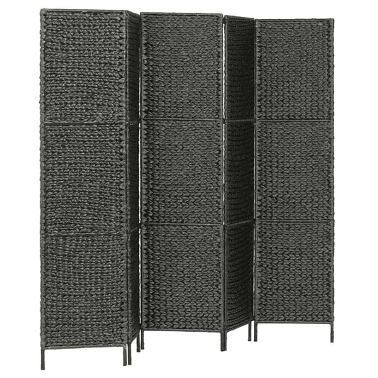 5-Panel Room Divider Black 193x160 cm Water Hyacinth 5-Panel Room Divider Black 193x160 cm Water Hyacinth