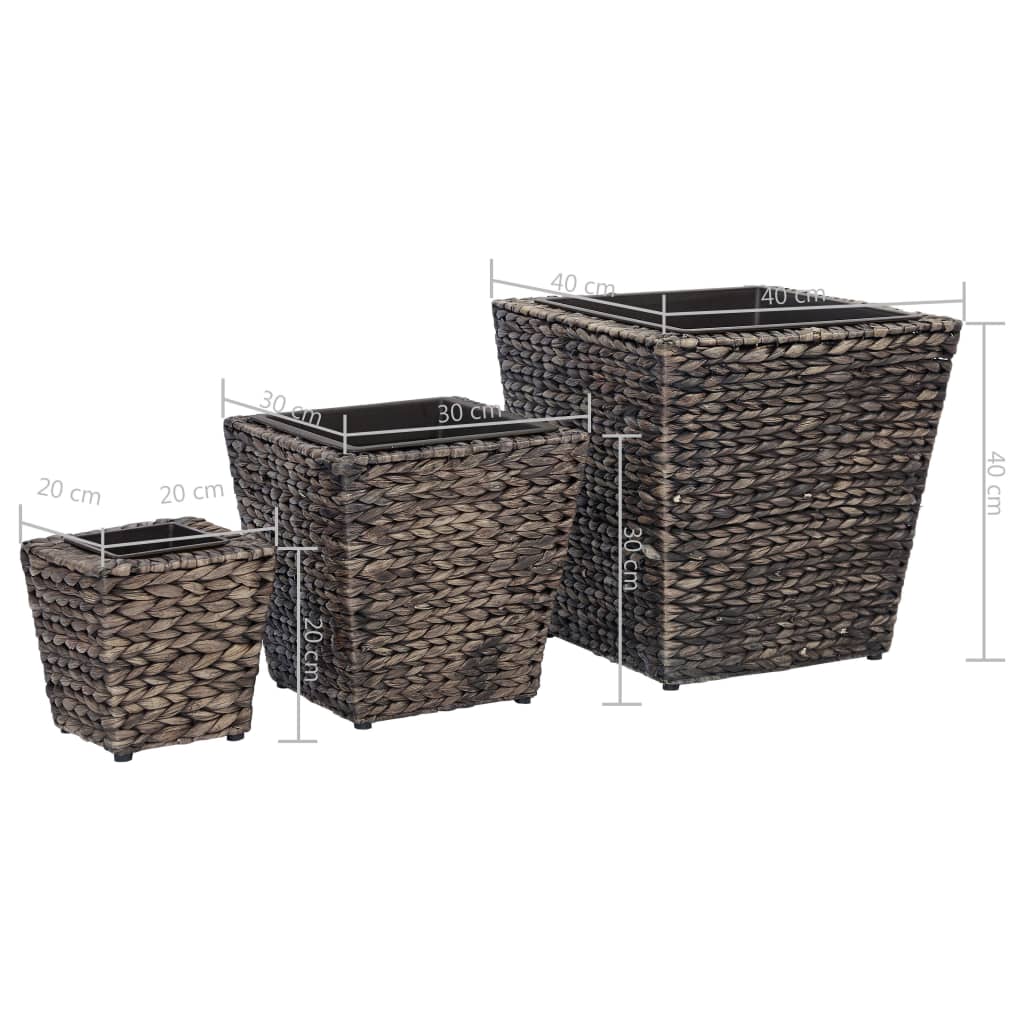 45572 vidaXL Raised Beds 3 pcs Water Hyacinth Brown