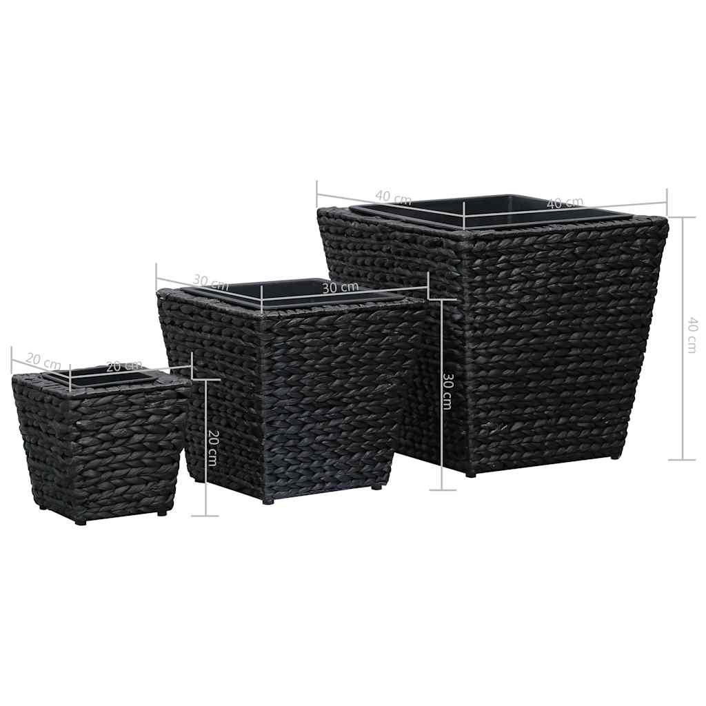 45573 vidaXL Raised Beds 3 pcs Water Hyacinth Black