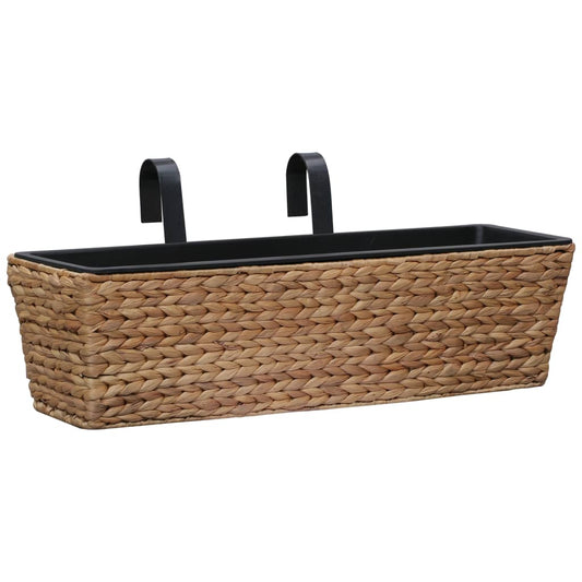 Planter | Set of 2 | Brown, Black | Water hyacinth, Steel, Plastic Planter | Set of 2 | Brown, Black | Water hyacinth, Steel, Plastic