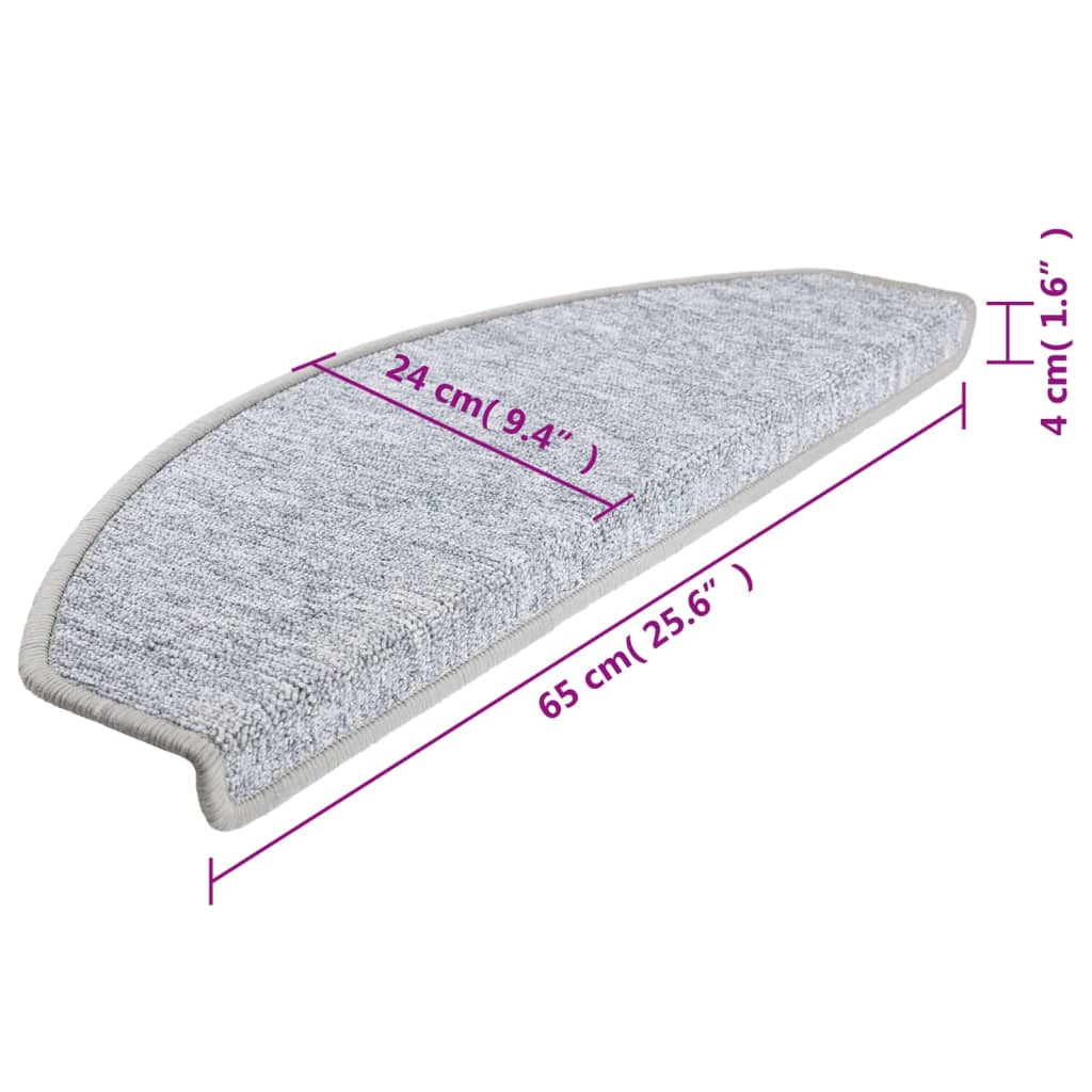 Carpet Stair Treads 15 pcs Light Grey 65x24x4 cm