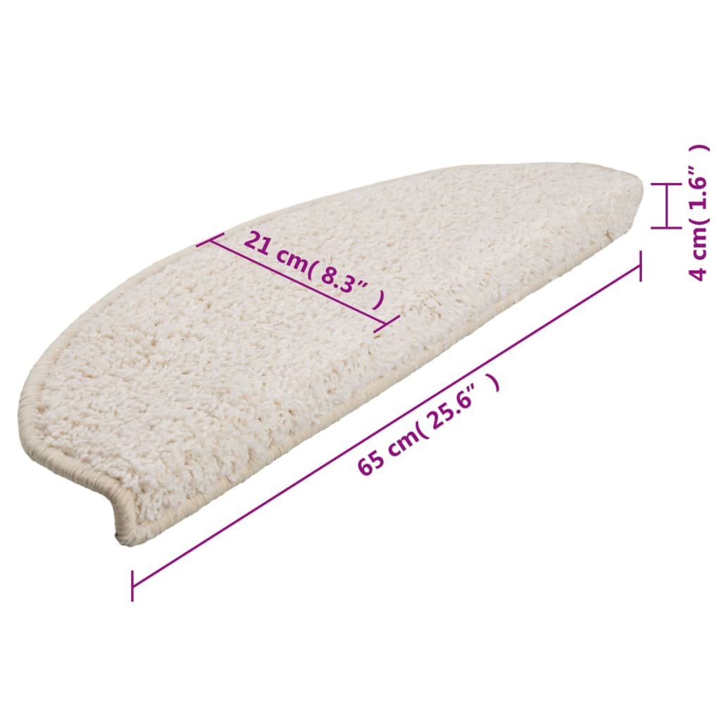 Stair Mats 15 pcs 65x21x4 cm White Half Round Large