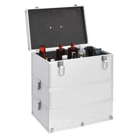 91839 vidaXL Make-up Case 37x24x40 cm Silver Aluminium 91839 vidaXL Make-up Case 37x24x40 cm Silver Aluminium