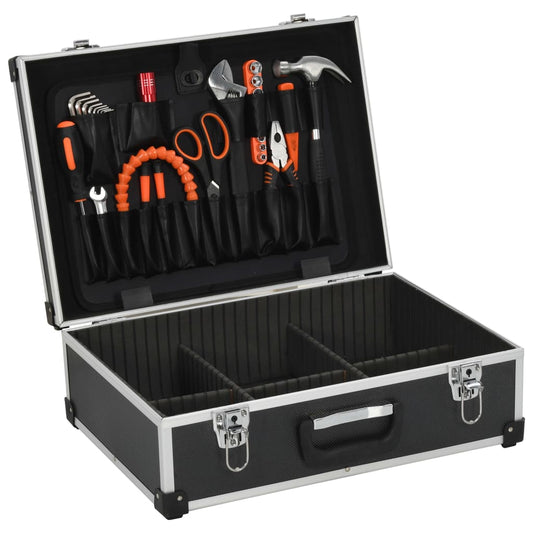 Tool Suitcase 46x33x16 cm Black Aluminium Tool Suitcase 46x33x16 cm Black Aluminium