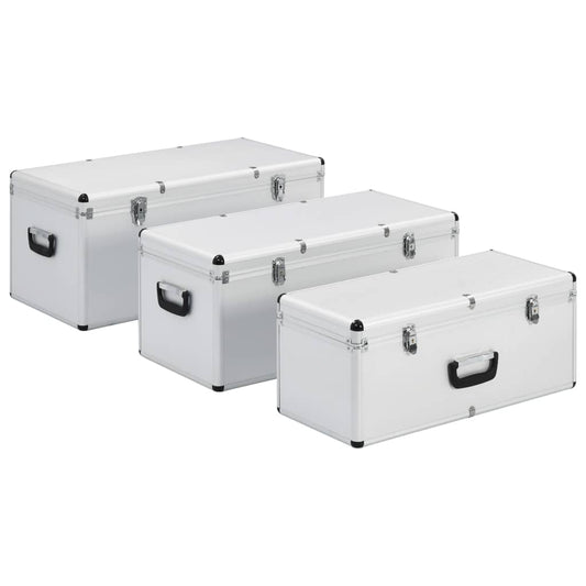 Storage Cases 3 pcs Silver Aluminium Storage Cases 3 pcs Silver Aluminium
