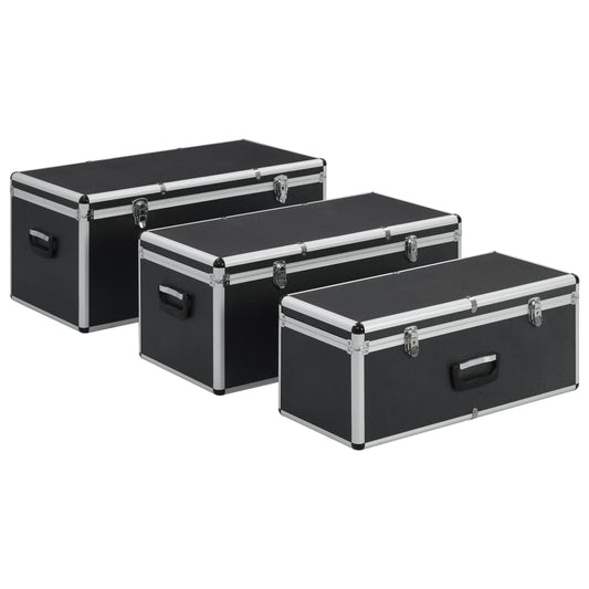 Storage Cases 3 pcs Black Aluminium Storage Cases 3 pcs Black Aluminium