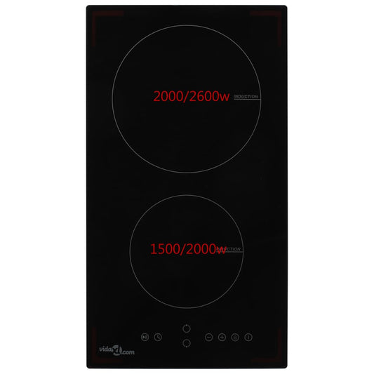 Induction Hob with 2 Burners Touch Control Glass 3500 W Induction Hob with 2 Burners Touch Control Glass 3500 W