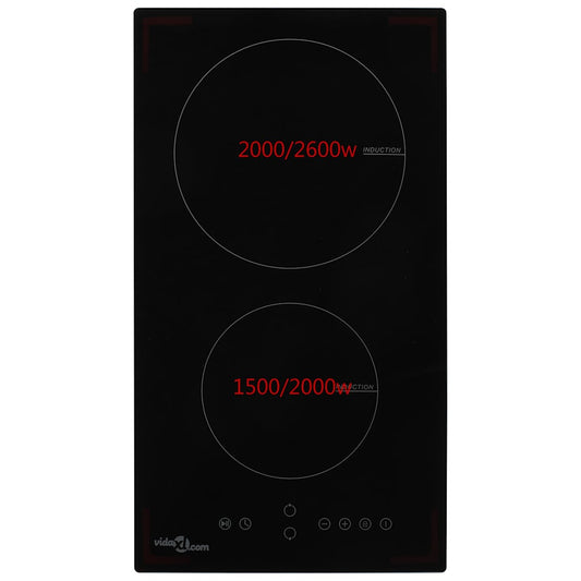 Induction Hob with 2 Burners Touch Control Glass 3500 W Induction Hob with 2 Burners Touch Control Glass 3500 W