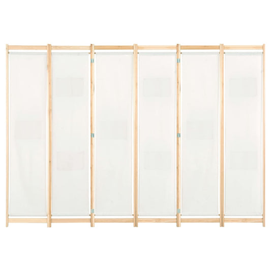 6-Panel Room Divider Cream 240x170x4 cm Fabric 6-Panel Room Divider Cream 240x170x4 cm Fabric