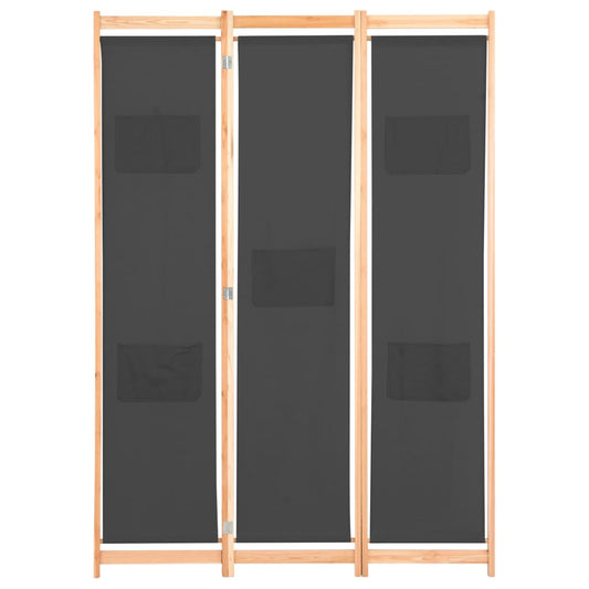 3-Panel Room Divider Grey 120x170x4 cm Fabric 3-Panel Room Divider Grey 120x170x4 cm Fabric