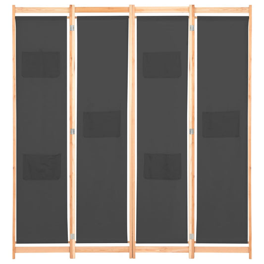 4-Panel Room Divider Grey 160x170x4 cm Fabric 4-Panel Room Divider Grey 160x170x4 cm Fabric