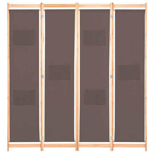 4-Panel Room Divider Brown 160x170x4 cm Fabric 4-Panel Room Divider Brown 160x170x4 cm Fabric