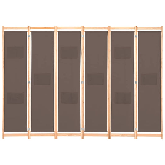 6-Panel Room Divider Brown 240x170x4 cm Fabric 6-Panel Room Divider Brown 240x170x4 cm Fabric