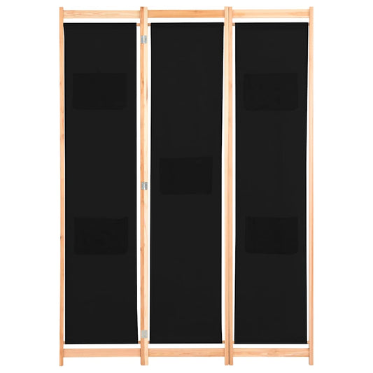 3-Panel Room Divider Black 120x170x4 cm Fabric 3-Panel Room Divider Black 120x170x4 cm Fabric