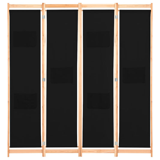 4-Panel Room Divider Black 160x170x4 cm Fabric 4-Panel Room Divider Black 160x170x4 cm Fabric