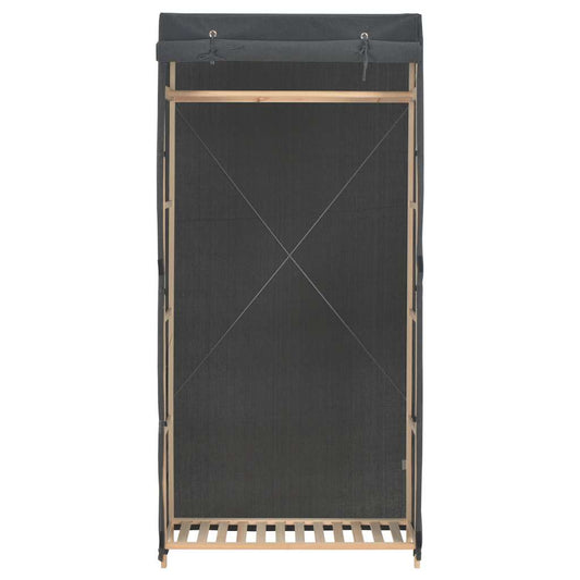 Wardrobe | Grey | 60% Cotton, 40% Polyester Fabric, Solid Fir Wood Wardrobe | Grey | 60% Cotton, 40% Polyester Fabric, Solid Fir Wood