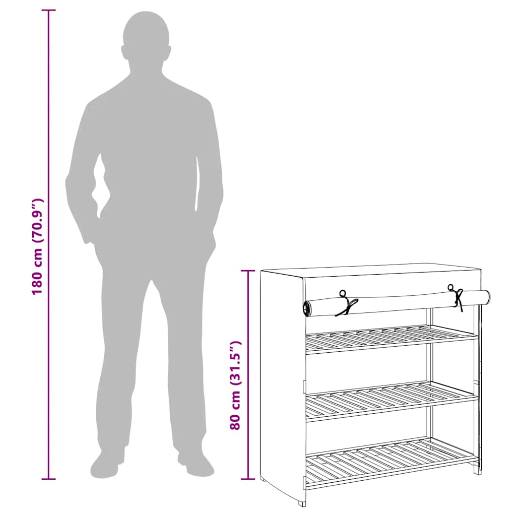 Shoe Cabinet with Cover White 79x40x80 cm Fabric