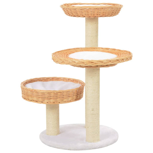 Cat Tree | Natural | Willow, Soft Plush, Sisal Rope | Medium Cat Tree | Natural | Willow, Soft Plush, Sisal Rope | Medium