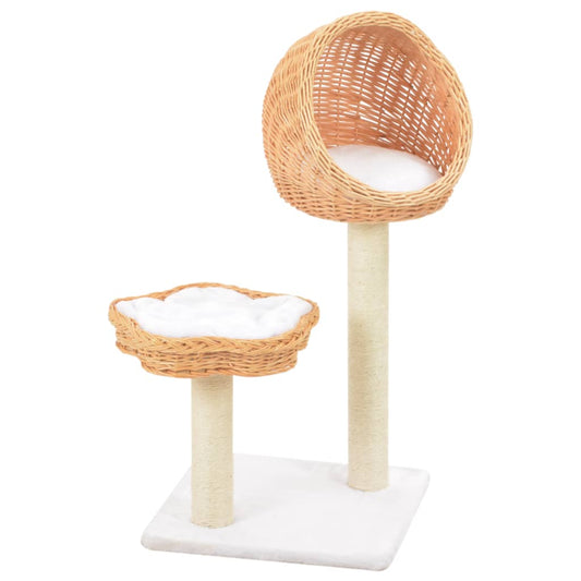 Cat Tree with Sisal Scratching Post Natural Willow Wood Cat Tree with Sisal Scratching Post Natural Willow Wood