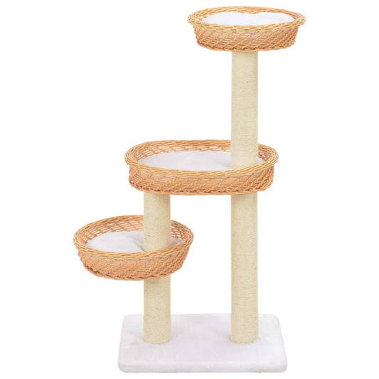 Cat Tree with Sisal Scratching Post Natural Willow Wood Cat Tree with Sisal Scratching Post Natural Willow Wood