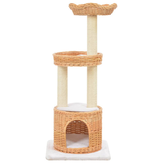 Cat Tree with Sisal Scratching Post Natural Willow Wood Cat Tree with Sisal Scratching Post Natural Willow Wood