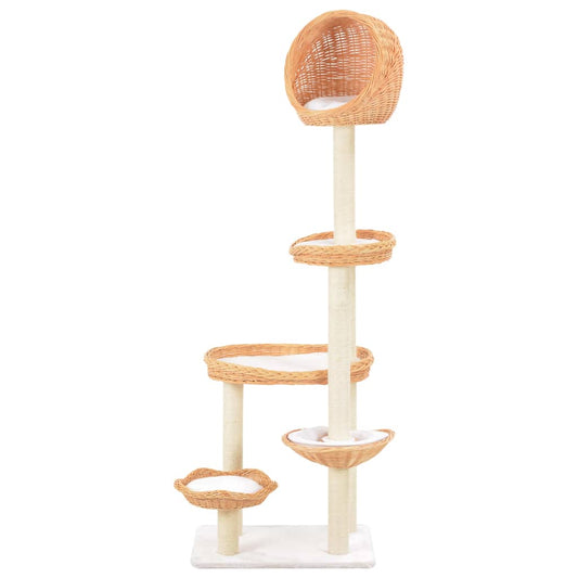 170729 vidaXL Cat Tree with Sisal Scratching Post Natural Willow Wood 170729 vidaXL Cat Tree with Sisal Scratching Post Natural Willow Wood
