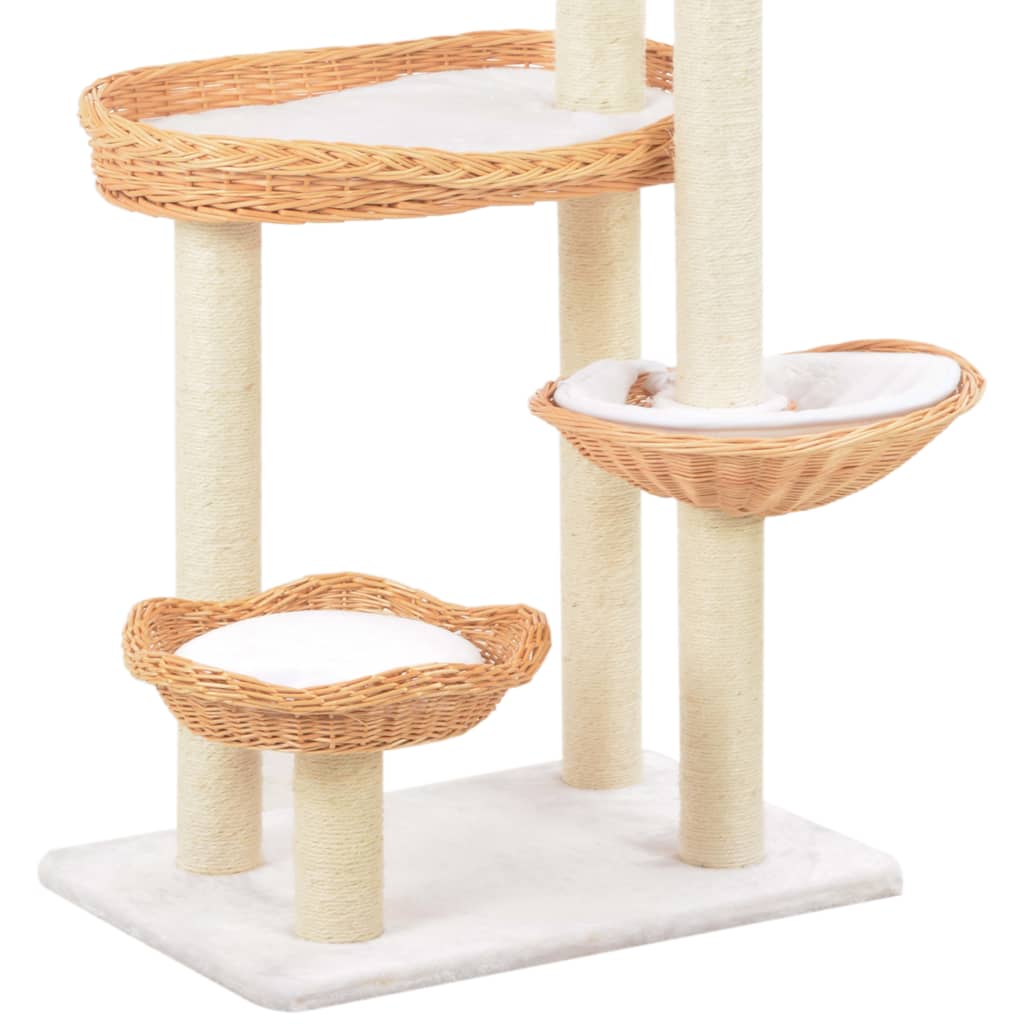 170729 vidaXL Cat Tree with Sisal Scratching Post Natural Willow Wood