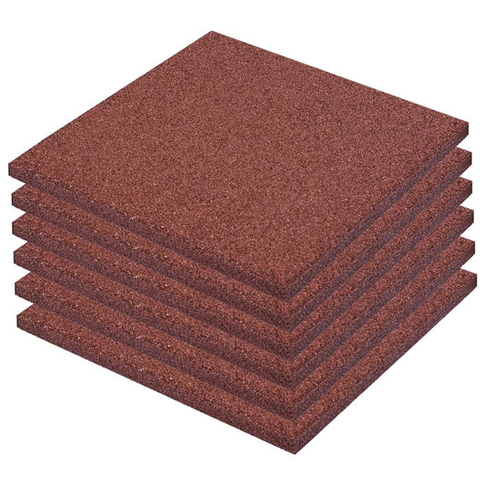 Fall Protection Tiles 6 pcs Rubber 50x50x3 cm Red Fall Protection Tiles 6 pcs Rubber 50x50x3 cm Red