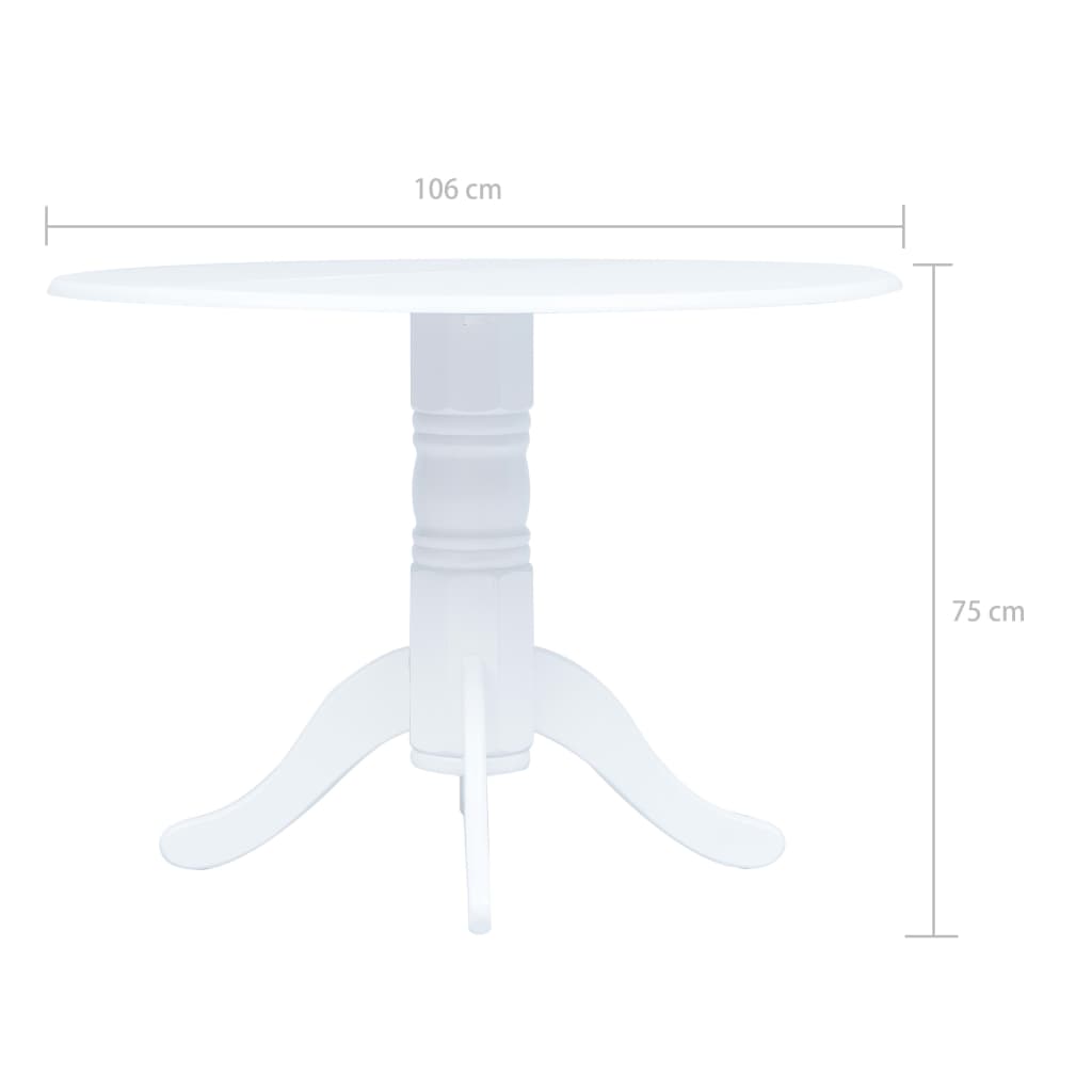 247353 vidaXL Dining Table White 106 cm Solid Rubber Wood