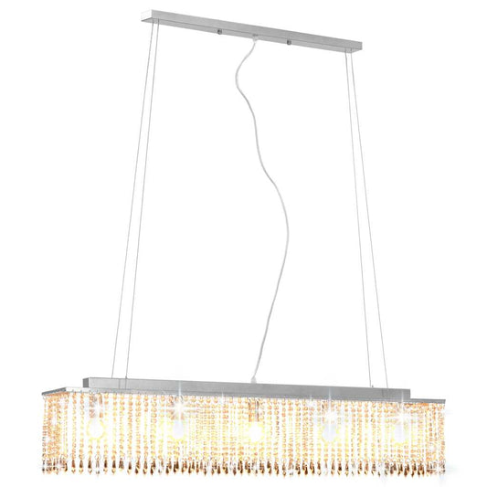 Ceiling Lamp with Crystal Beads Silver 104 cm E14 Ceiling Lamp with Crystal Beads Silver 104 cm E14