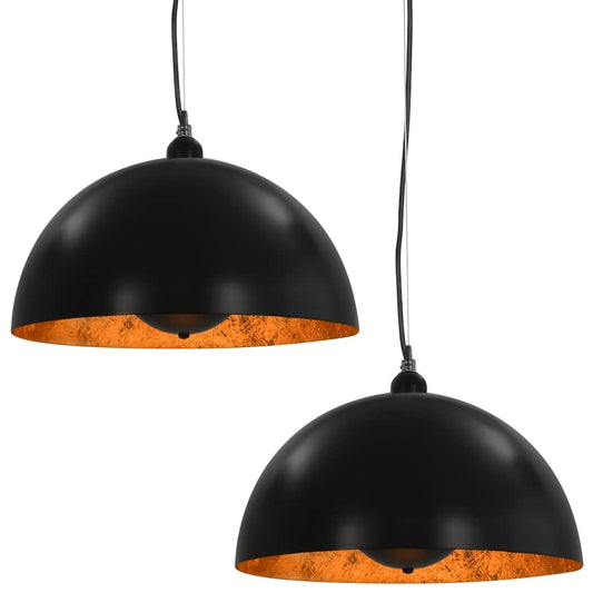 50876 vidaXL Ceiling Lamps 2 pcs Black and Gold Semi-spherical 40 cm E27 50876 vidaXL Ceiling Lamps 2 pcs Black and Gold Semi-spherical 40 cm E27
