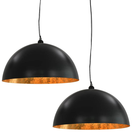 50877 vidaXL Ceiling Lamps 2 pcs Black and Gold Semi-spherical 50 cm E27 50877 vidaXL Ceiling Lamps 2 pcs Black and Gold Semi-spherical 50 cm E27