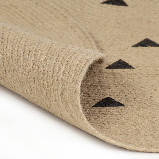 Area Rug | Natural and black | Braided jute | 120 cm diameter Area Rug | Natural and black | Braided jute | 120 cm diameter