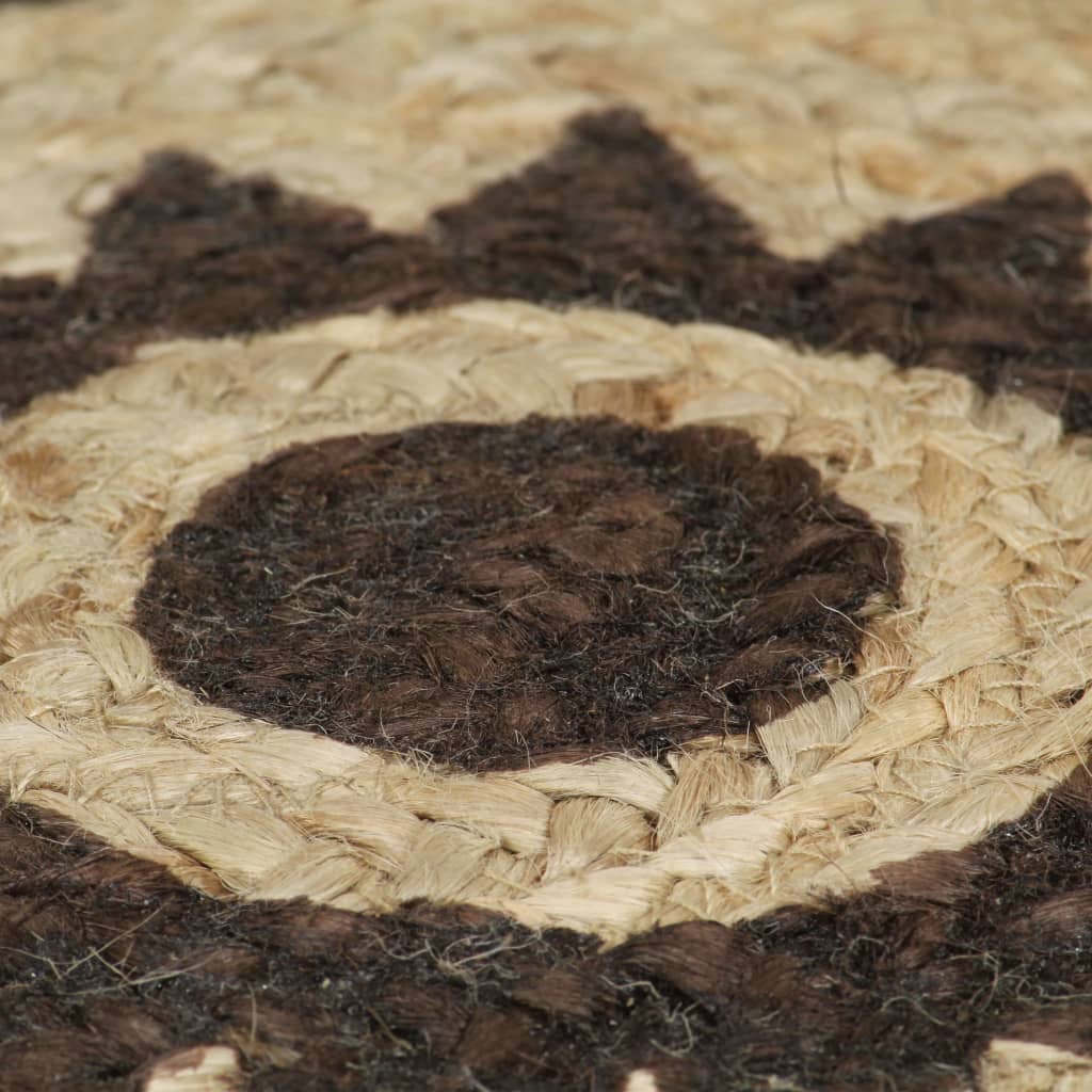 133706 vidaXL Handmade Rug Jute with Dark Brown Print 150 cm