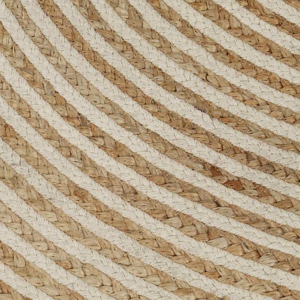 133717 vidaXL Handmade Rug Jute with Spiral Design White 120 cm