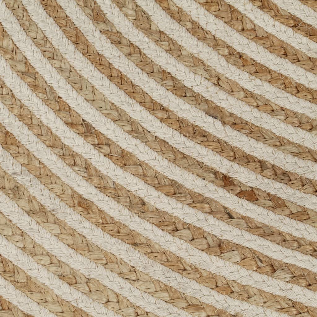 133718 vidaXL Handmade Rug Jute with Spiral Design White 150 cm