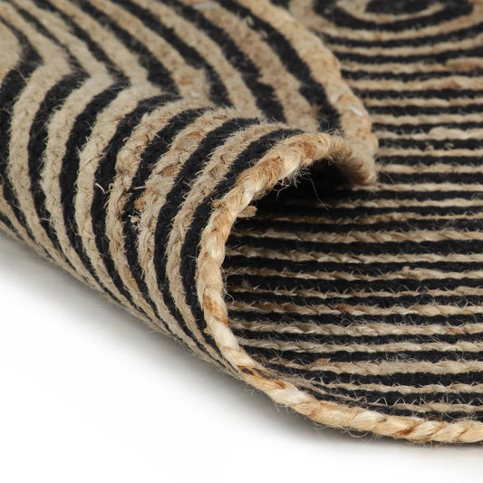 Area Rug | Natural and Black | 50% Jute, 50% Cotton | 90 cm diameter Area Rug | Natural and Black | 50% Jute, 50% Cotton | 90 cm diameter