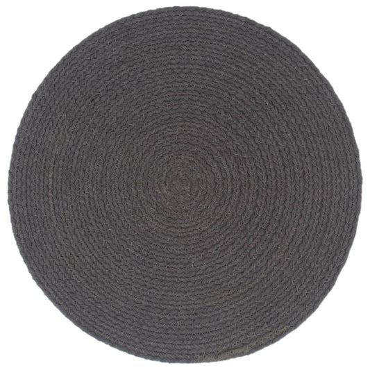 Placemat | Set of 6 | Dark grey | 100% Cotton | 38 cm diameter | Non-slip Placemat | Set of 6 | Dark grey | 100% Cotton | 38 cm diameter | Non-slip