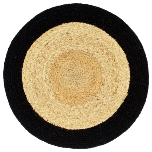 Placemats 4 pcs Natural and Black 38 cm Jute and Cotton Placemats 4 pcs Natural and Black 38 cm Jute and Cotton