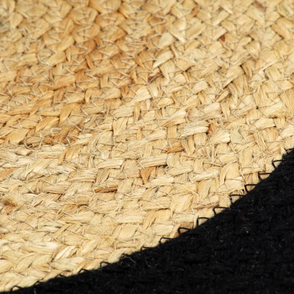 Placemat | Set of 6 | Natural and Black | 70% Jute, 30% Cotton | 38 cm