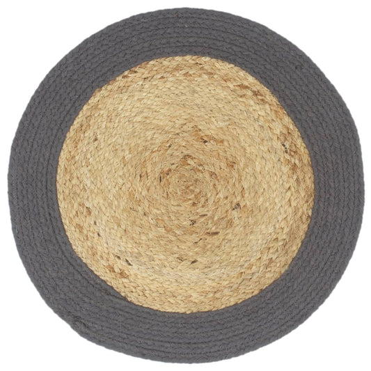 Placemats 4 pcs Natural and Anthracite 38 cm Jute and Cotton Placemats 4 pcs Natural and Anthracite 38 cm Jute and Cotton