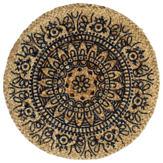 Placemats 6 pcs Dark Blue 38 cm Round Jute Placemats 6 pcs Dark Blue 38 cm Round Jute