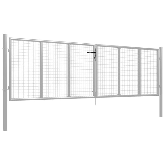 Garden Gate Galvanised Steel 400x100 cm Silver Garden Gate Galvanised Steel 400x100 cm Silver