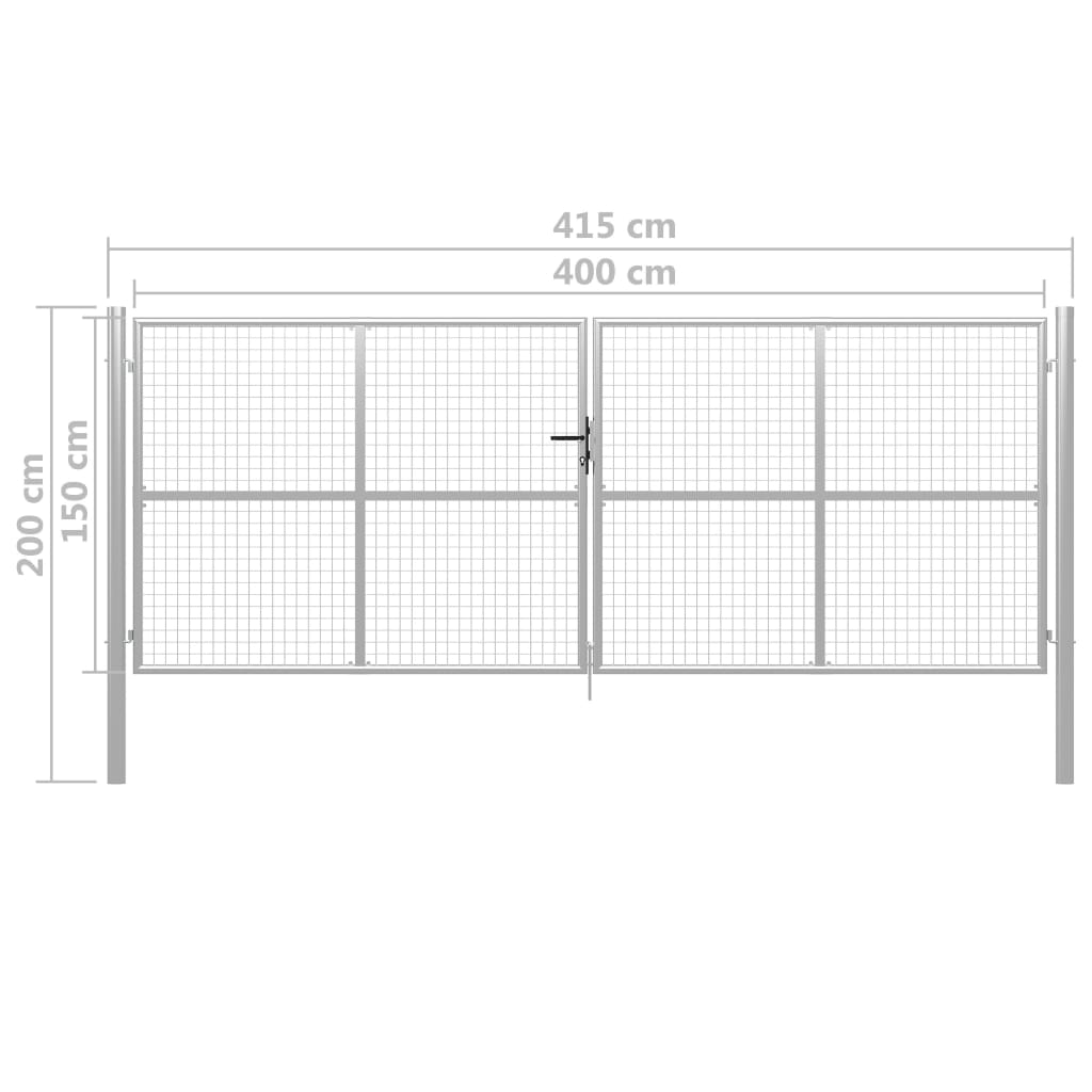 Garden Gate Galvanised Steel 400x150 cm Silver