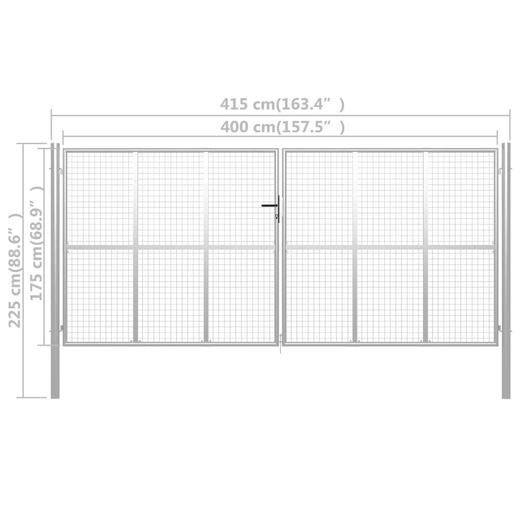 Garden Gate Galvanised Steel 400x175 cm Silver