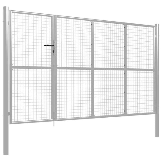 Garden Gate Steel 350x150 cm Silver Garden Gate Steel 350x150 cm Silver